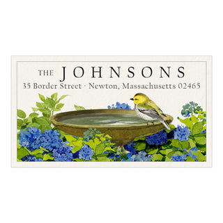 Hydrangea Birdbath - Panoramic Return Address Labels