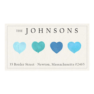 Blue Hearts - Panoramic Return Address Labels