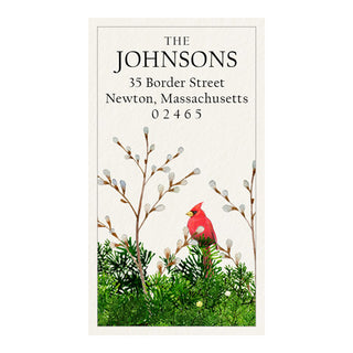Cardinal and Evergreen - Panoramic Return Address Labels