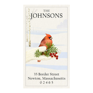 Cozy Cardinal - Panoramic Return Address Labels