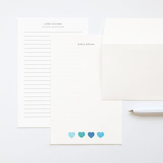 Blue Hearts - Letter Writing Paper