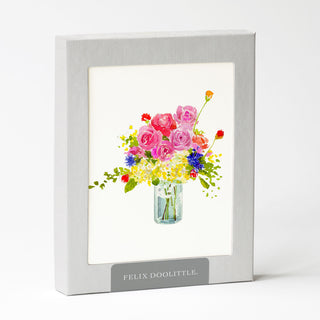 Flowers in Blue Jar - Flower Garden Card