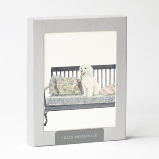 Poodle on Bench - Dog Card