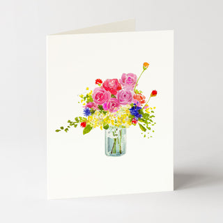 Flowers in Blue Jar - Flower Garden Card