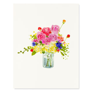 Flowers in Blue Jar - Flower Garden Card