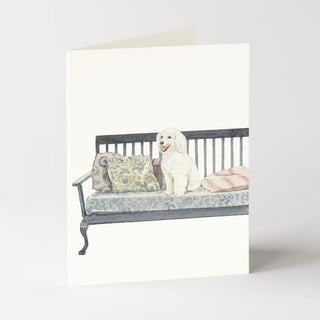 Poodle on Bench - Dog Card