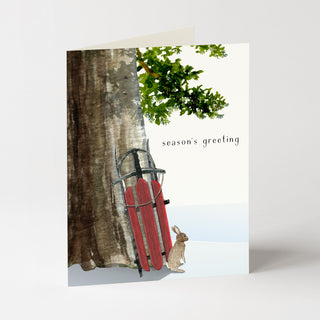 Leaning Sled - Holiday Card