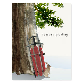 Leaning Sled - Holiday Card