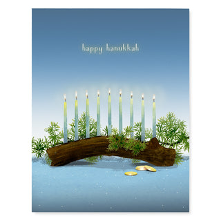 Menorah and Gelt - Hanukkah Card