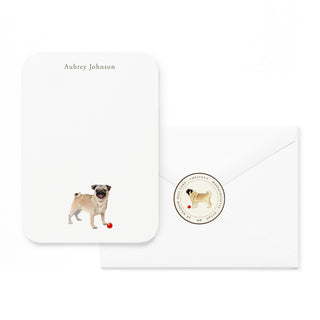Pug with Red Ball - Small Note Cards