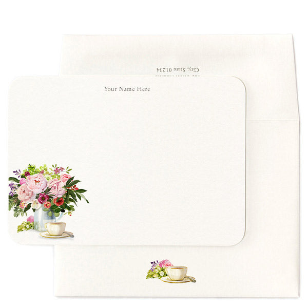 Tea with Flowers - Personalized Note Cards by Felix Doolittle