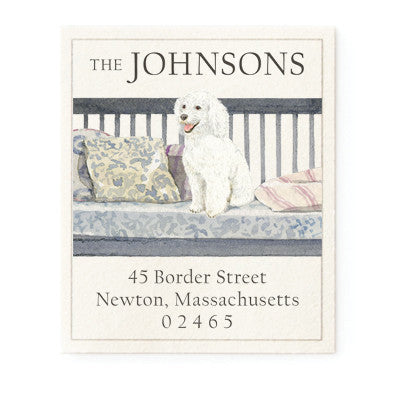 Poodle on Bench - Return Address Labels