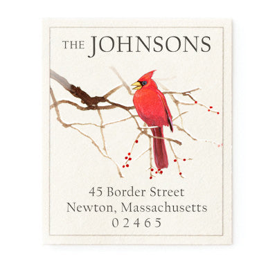 Cardinal And Red Berries - Return Address Labels