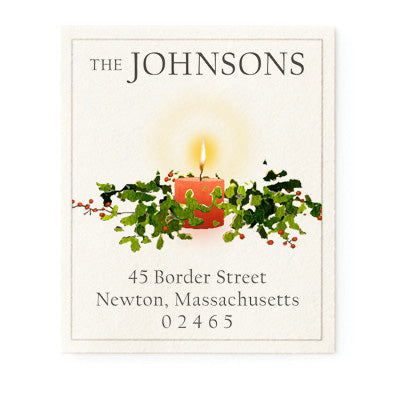 Holly And Candle - Return Address Labels
