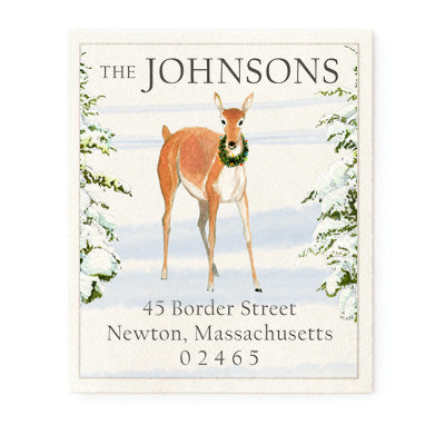 Deer And Wreath - Return Address Labels