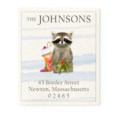 Christmas Raccoon - Return Address Labels