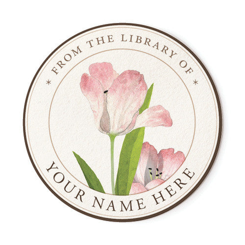 Pink Tulips - Ex Libris Medallions
