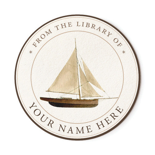 Wooden Sailboat - Ex Libris Medallions