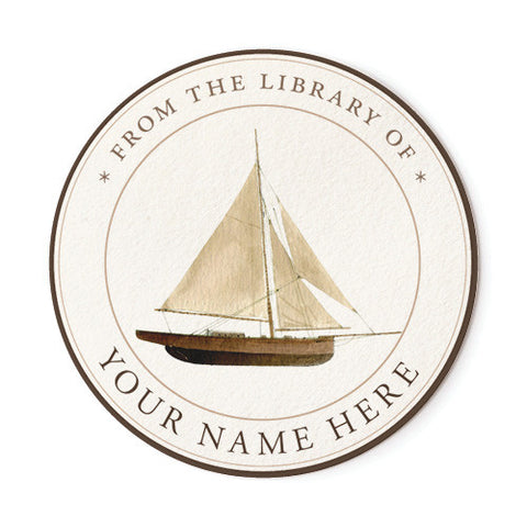 Wooden Sailboat - Ex Libris Medallions