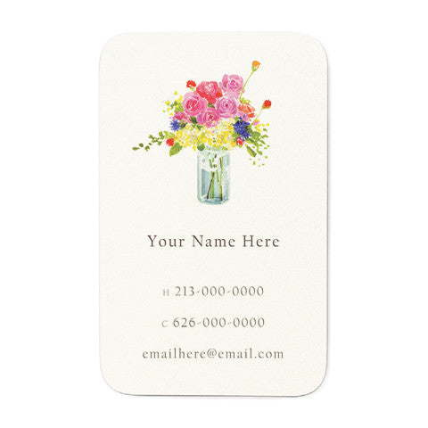 Flowers in Blue Jar - Personal Calling Cards