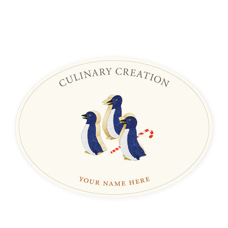 Three Wise Penguins - Oval Kitchen Labels