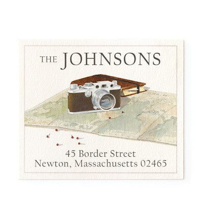 Map and Camera - Return Address Labels